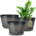Quarut 10 Inch Flower Pots for Outdoor Indoor, 3 Pack Plastic Plant Pots by Quarut