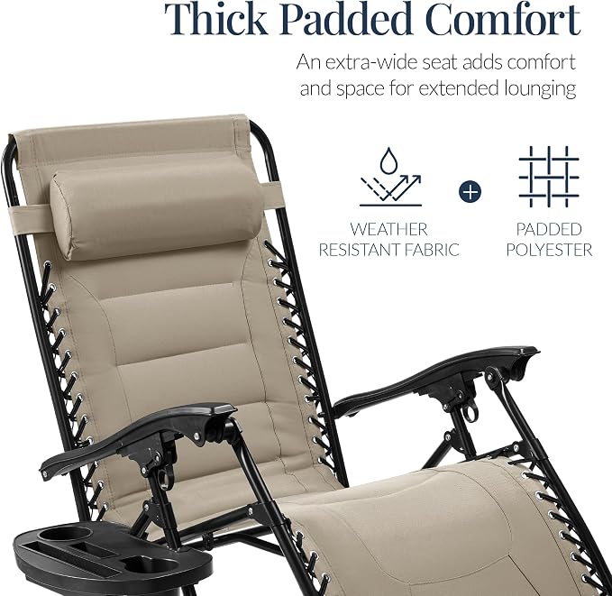 Best Choice Products Oversized Padded Zero Gravity Chair, Folding Outdoor Patio - Image 4