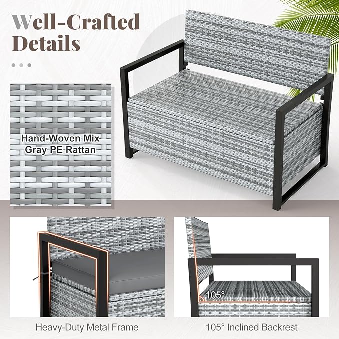 RELAX4LIFE Wicker Outdoor Bench - Image 7
