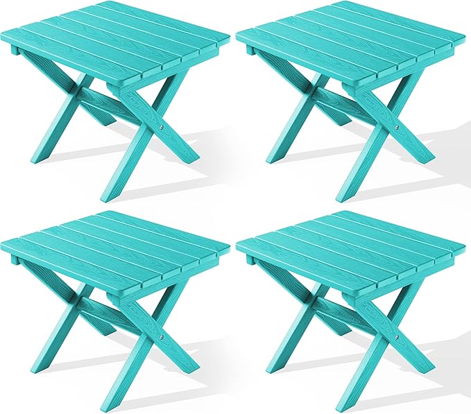 SERWALL Folding Outdoor Side Table Set of 4, Small Adirondack Side Table by SERWALL