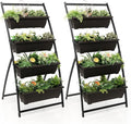 Giantex 2 Pcs 5.2FT Vertical Raised Garden Bed, 4-Tier Elevated Planter Box w/4 by Giantex