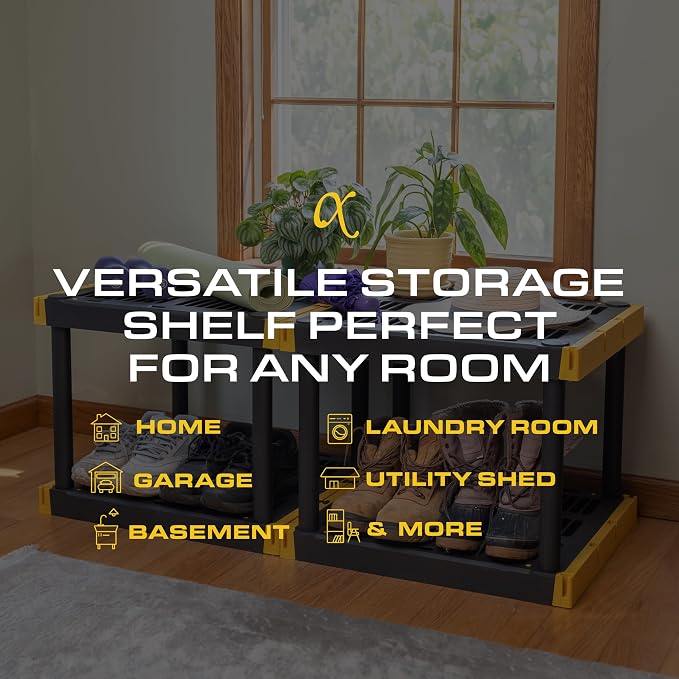 BLACK & YELLOW 5-Tier Heavy Duty Plastic Storage Shelving Unit, 5 Shelves - Image 5