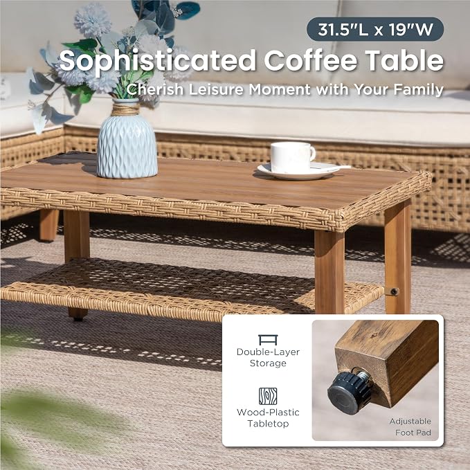PHI VILLA Sectional Outdoor Couch, Small Patio Furniture Set - Image 8