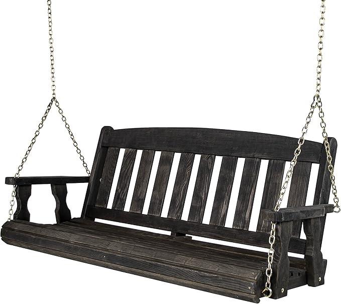 Amish Casual Heavy Duty Mission Treated Porch Swing, Semi-Solid Black Stain by AmishCasual