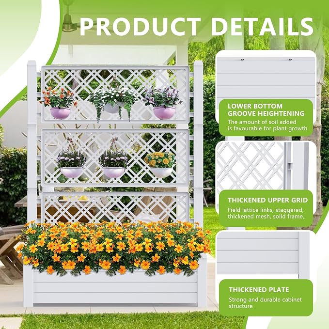 Raised Garden Bed with Trellis for Climbing Plants, 43.43" L x 18.27" W x - Image 6