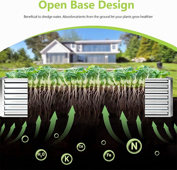 8x2x2FT Galvanized Raised Garden Bed, Galvanized Planter Boxes Outdoor - Image 2