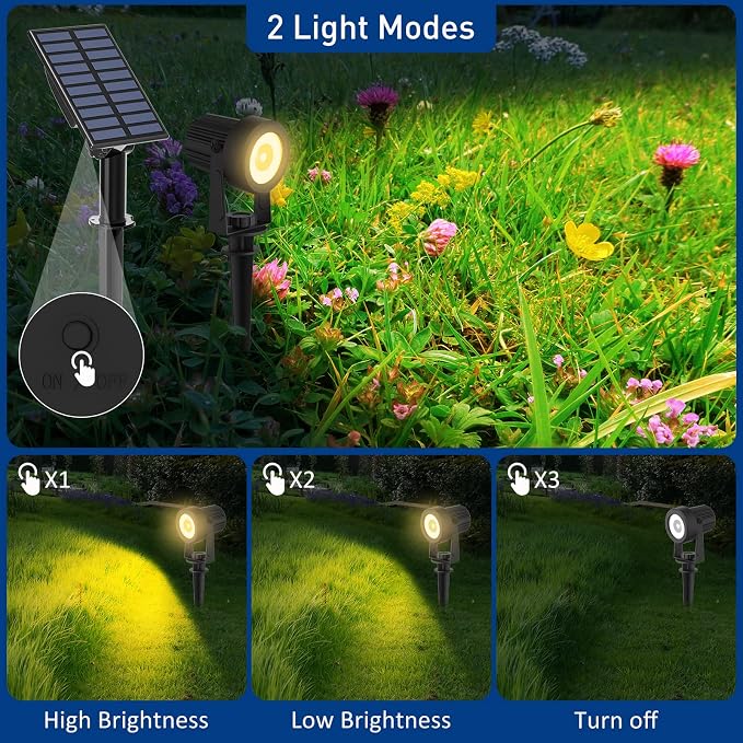 T-SUNUS Christmas Solar Landscape Spotlights 2 Pack Warm White 3000K, IP65 - Image 2