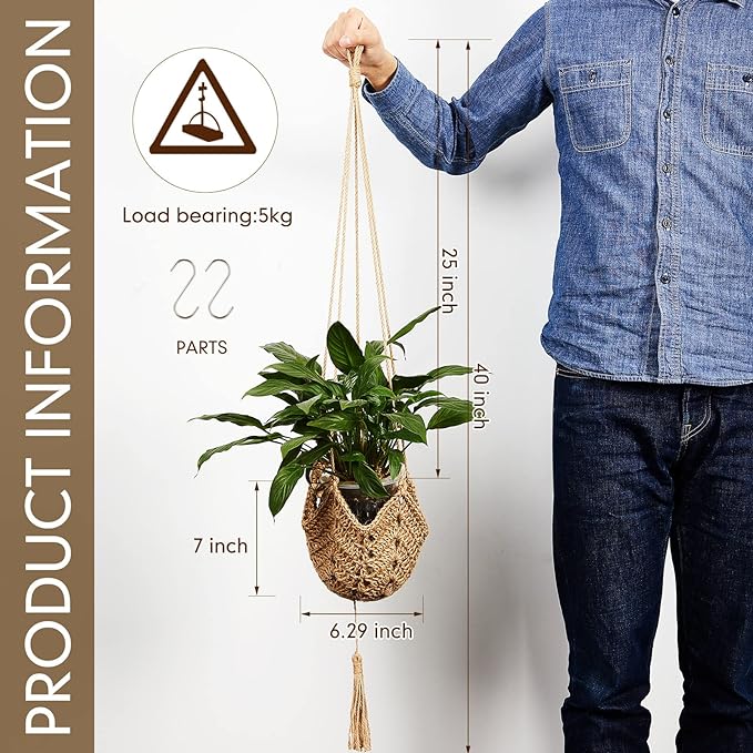 Shappy 2 Pack Jute Crochet Long Plant Hanger - Image 2