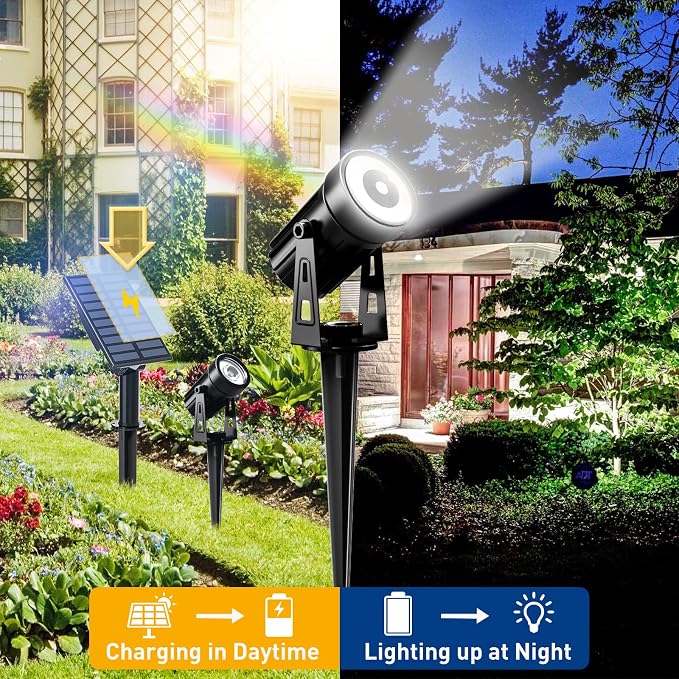 T-SUNUS Christmas Solar Landscape Spotlights White 6000K Metal, Garden Spot - Image 6