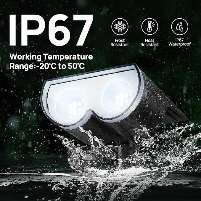 Consciot Solar Spot Lights Outdoor, 16 LEDs IP67 Waterproof Auto On/Off - Image 5