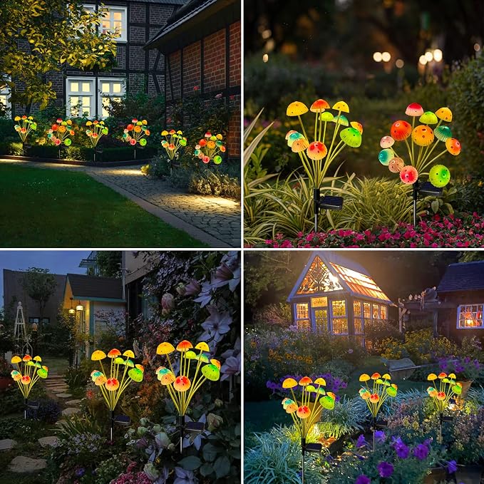 Kohlrabi Solar Garden Lights, 4 Pack Solar Mushroom Lights Outdoor, Upgraded - Image 4
