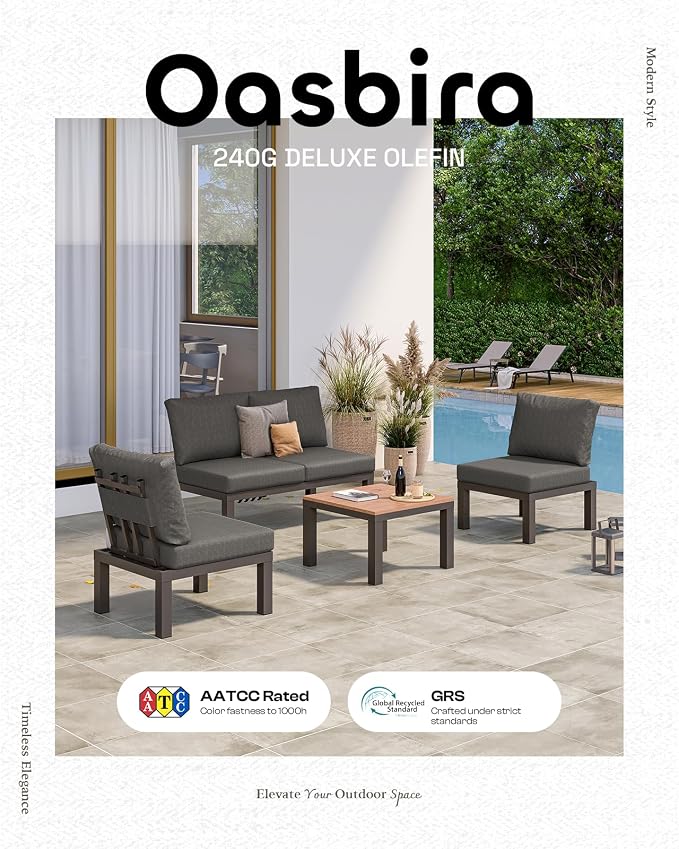 Aluminum Modular Outdoor Patio Furniture Set, 6 Seats Patio Sectional Sofa Set - Image 7