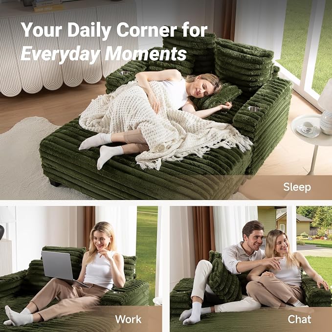 64" Chaise Lounge Chair Indoor, Oversized Sleeper Chair - Image 9