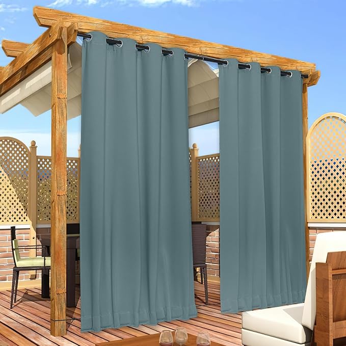 NICETOWN 2 Panels Weighted Blackout Outdoor Curtains - Image 7