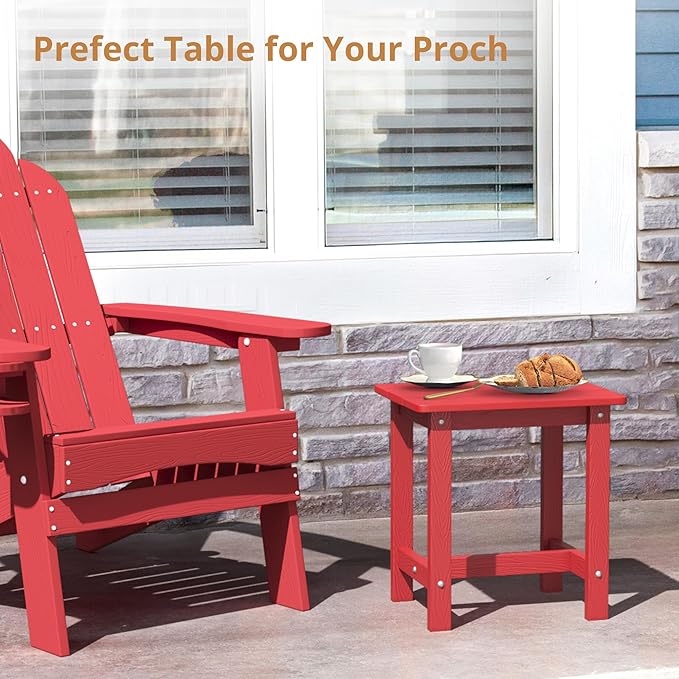 LUE BONA Outdoor Side Table, HDPS Small Outdoor Adirondack Side Tables - Image 4