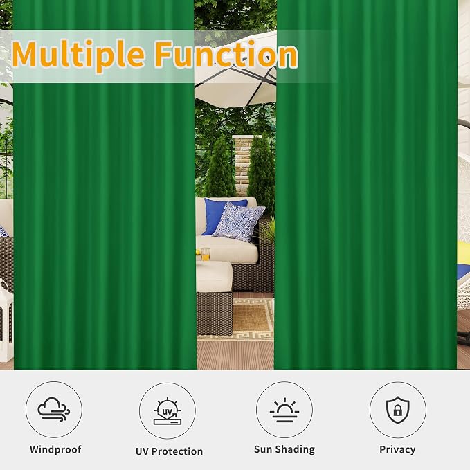 Easy-Going Outdoor Patio Curtains Detachable Tab Top Windproof Weatherproof - Image 5