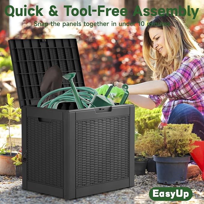EasyUp 30 Gallon Resin Deck Box, Patio Outdoor Deck Box - Image 6