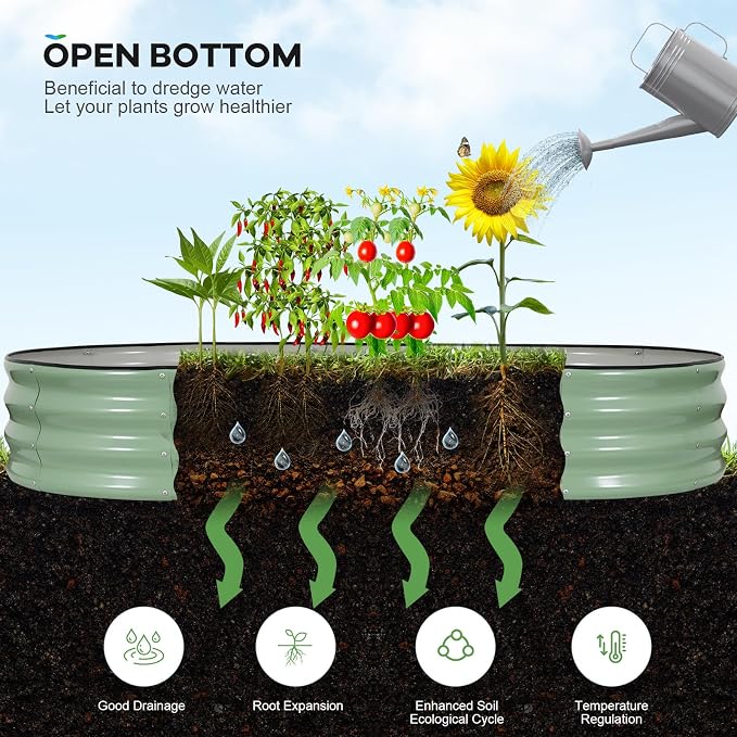Galvanized Raised Garden Bed Outdoor, Rust-Resistant Garden Planter Box - Image 6
