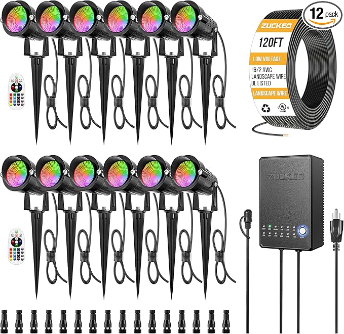 ZUCKEO All-in-One RGB Low Voltage Landscape Lighting Kit, 5W LED Color Changing by ZUCKEO