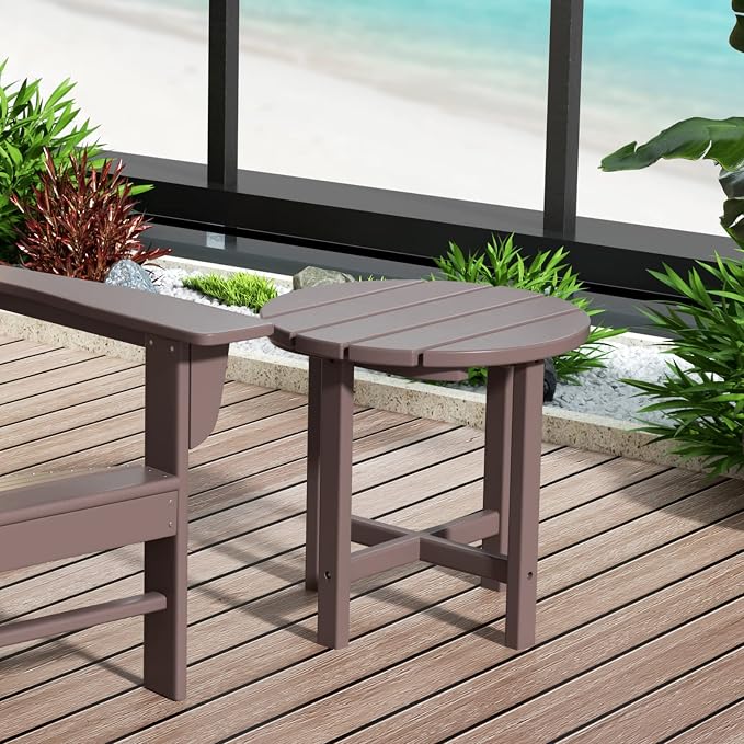 WestinTrends Dylan Adirondack Round Outdoor Side Table, Dark Brown - Image 10