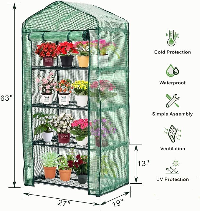 Mini Greenhouse for Indoor Outdoor, Plant Green House 4-Tier Rack Stand - Image 4