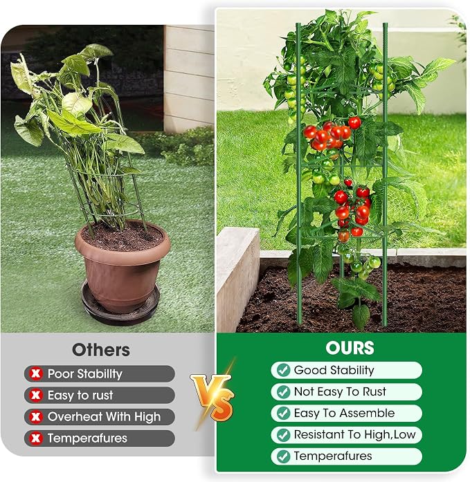 3 Pack Tomato Cages, 51.2in Tomato Plant Support Stakes Heavy-Duty, Garden - Image 6