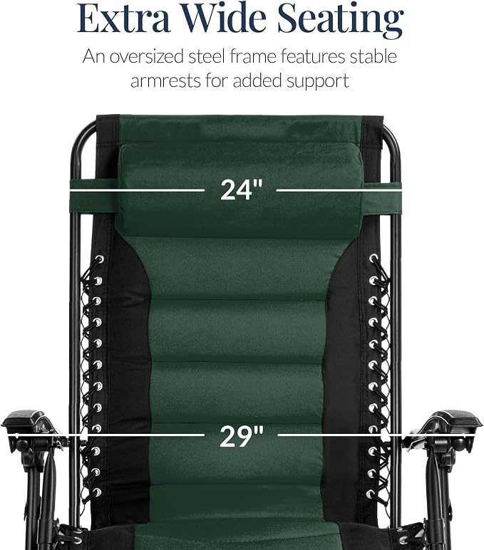 Best Choice Products Oversized Padded Zero Gravity Chair, Folding Outdoor Patio - Image 4