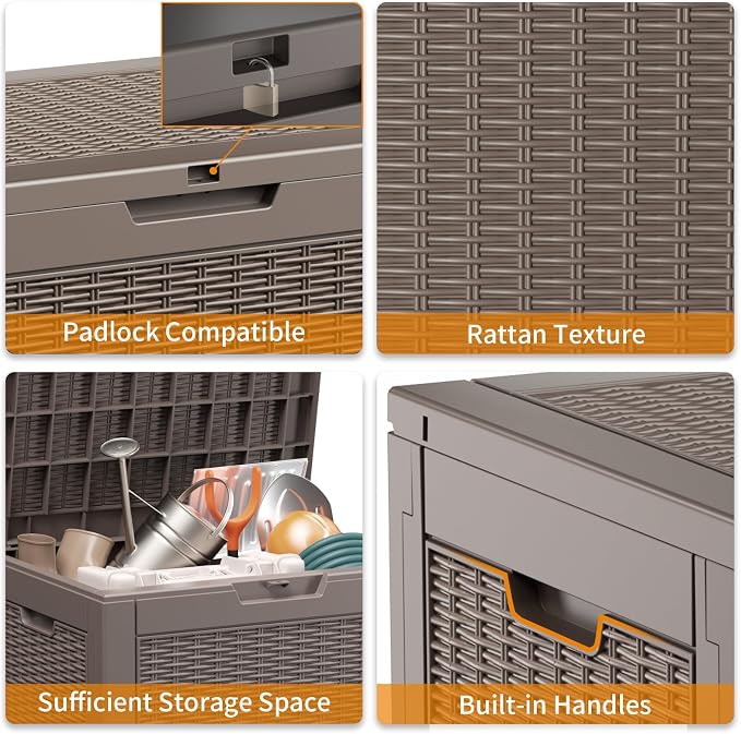32 Gallon Outdoor Storage Box, Large Resin Deck Box - Image 5