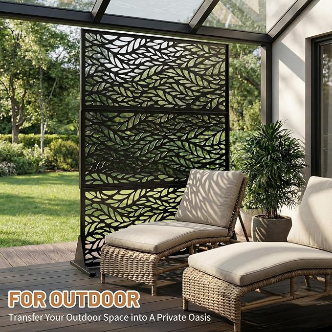 VINGLI Privacy Fence Panels, 72H’’ x 47W’’ Metal Privacy Screen Freestanding - Image 9
