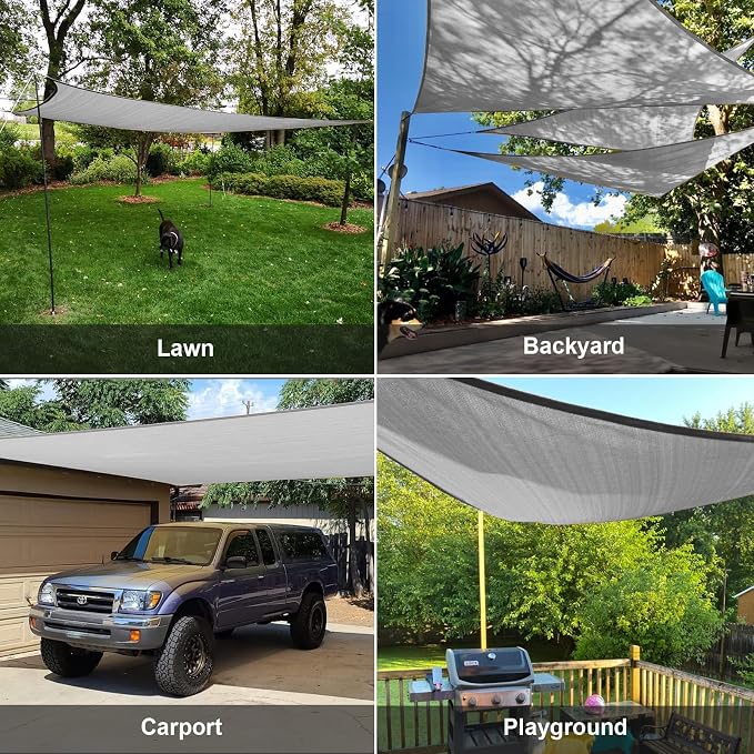 SUNLAX Sun Shade Sail 13' x 13' x 13' Silver Grey Triangle Canopy Sail Shade - Image 8