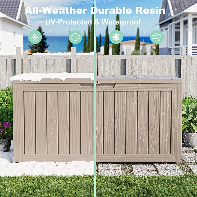 75 Gallon Resin Deck Box, Lockable Patio Outdoor Storage Box - Image 6
