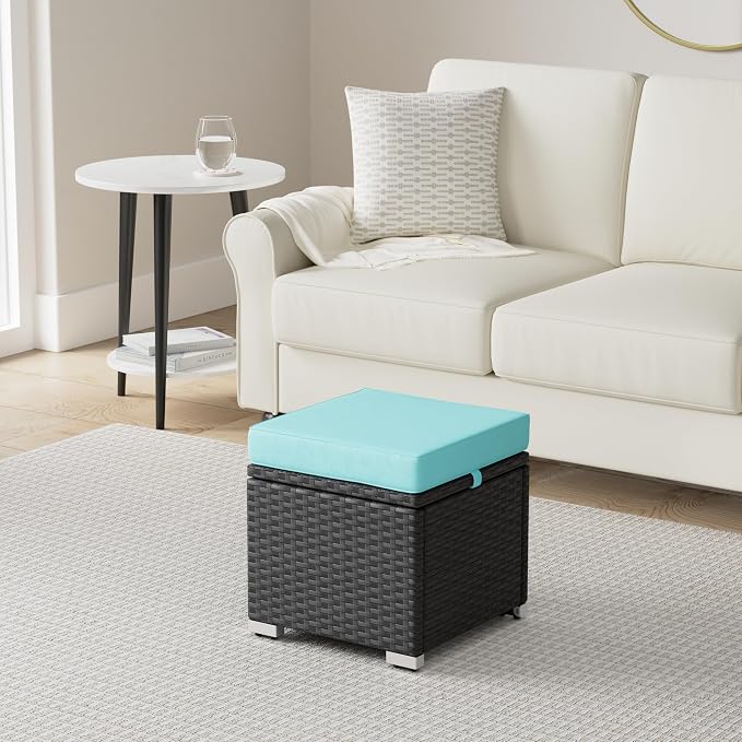 Best Choice Products Set of 2 Wicker Ottomans, Additional Seating, Side Table - Image 2