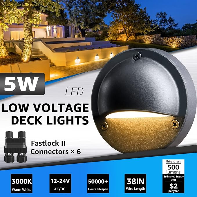 SUNVIE 5W LED Low Voltage Deck Lights, 12-24V Step Lights Outdoor - Image 2
