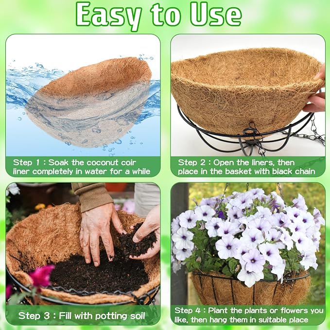 ZeeDix 12 Inch Hanging Baskets for Plants Outdoor - Image 3