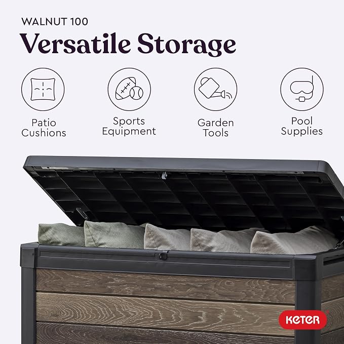 Keter Walnut 100 Gallon Resin Deck Box-Organization and Storage - Image 9