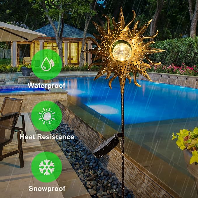 HOMEIMPRO Large Sun Solar Garden Decor Lights Outdoor Garden Gifts Mom Dad - Image 7