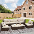 NICESOUL 8 Seat 29.3'' High Back Outdoor Furniture Set, Extra Large Rattan by NICESOUL
