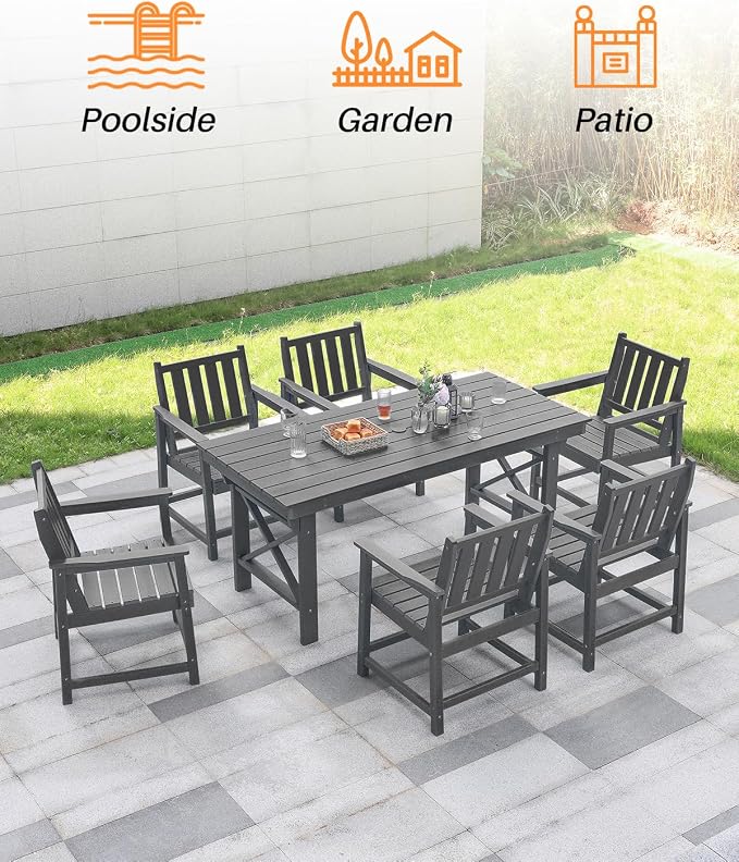HDPE Patio Dining Set, 5-Piece Outdoor Table and Chairs - Image 6