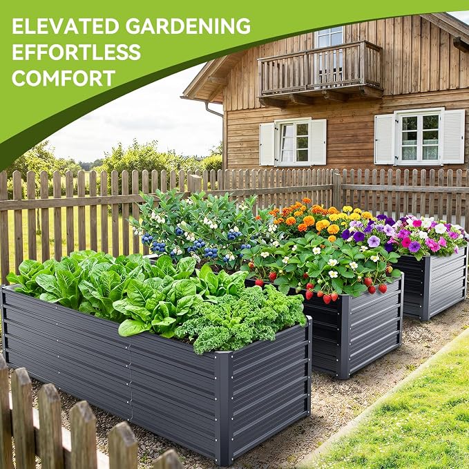 Ohuhu 8x3x1.9FT Metal Raised Garden Bed Outdoor, Reinforced Galvanized Steel - Image 7