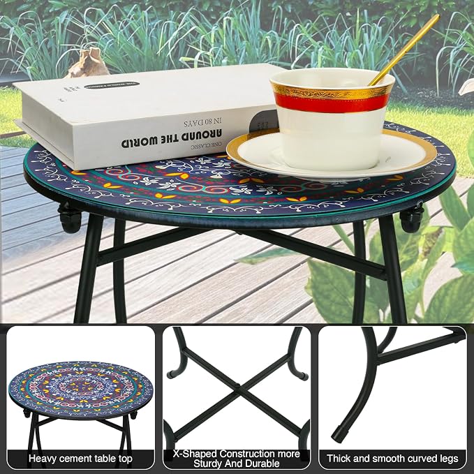 Fashion&cool Small Outdoor Side Table, Weather Resistant Metal Desk End Table - Image 5
