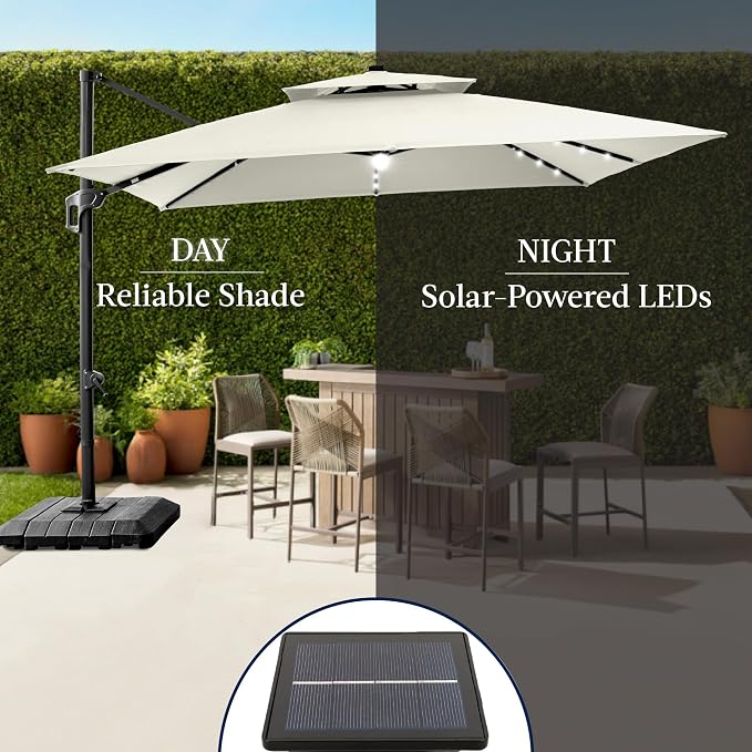 Best Choice Products 12x12ft LED Cantilever Patio Umbrella w/Base Included & - Image 6