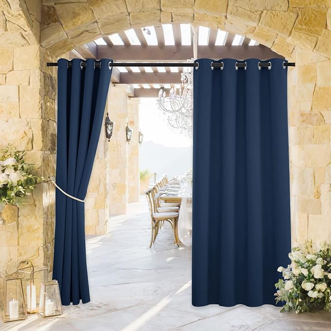RYB HOME Outdoor Curtains for Patio Waterproof Block Sunlight Thermal Insulated by RYBHOME