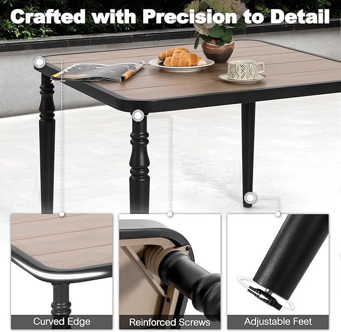 NUU GARDEN 37" Square Outdoor Dining Table, Metal Dining Table - Image 6