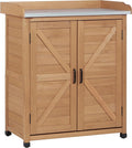 Outdoor Potting Bench with Storage Cabinet and Metal Top, Wood Workstation by Wood-Natrl