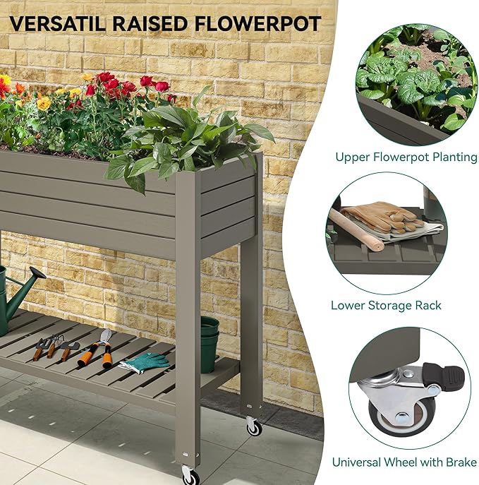 YITAHOME 43.3x17.7x34 in Elevated Garden Bed 2pcs, Outdoor Plastic Planter Box - Image 3
