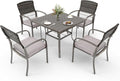 Pamapic 5-Piece Outdoor Furniture Set, Rattan Patio Dining Set by Pamapic