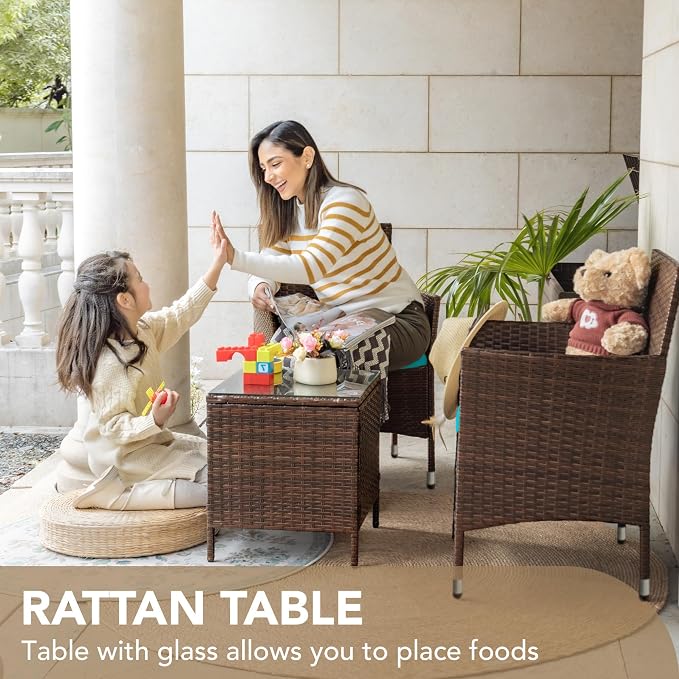Devoko Patio Porch Furniture Sets 3 Pieces PE Rattan Wicker Chairs - Image 5