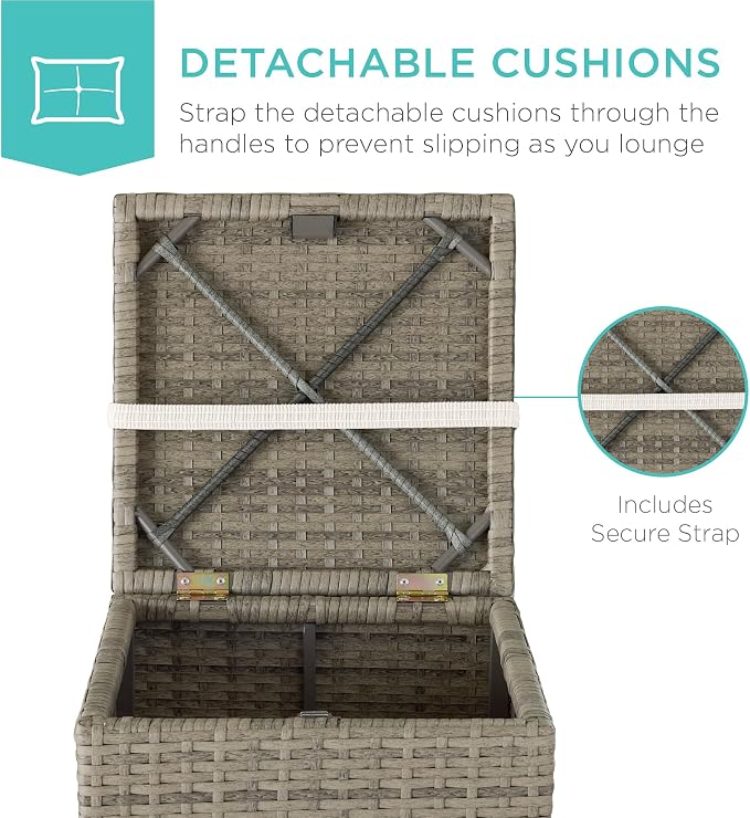 Best Choice Products Set of 2 Wicker Ottomans, Additional Seating, Side Table - Image 5