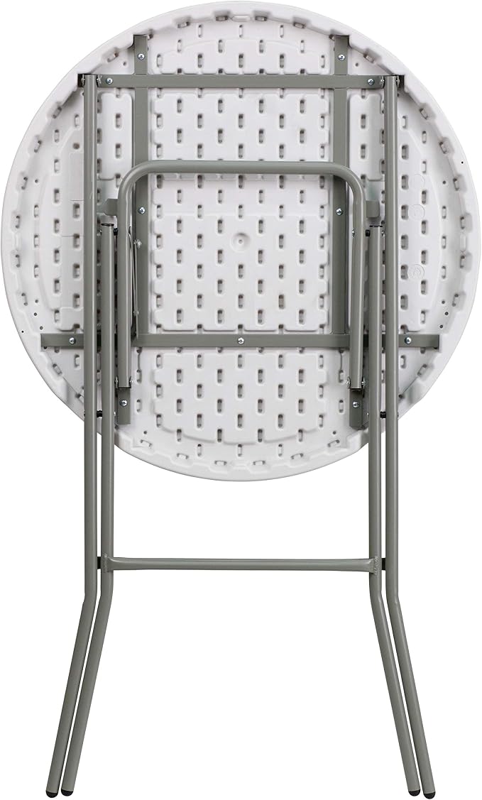 Flash Furniture Elon 2.6-Foot Round Granite White Plastic Bar Height Folding - Image 6