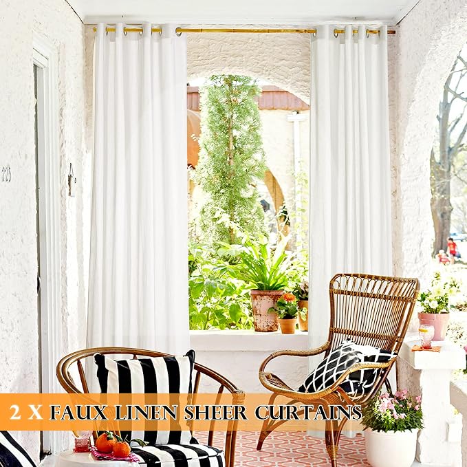 RYB HOME Outdoor Sheer Linen Curtains - Image 3